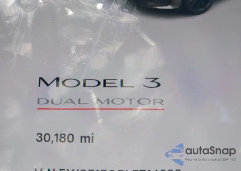 2020 Tesla Model 3 Performance Dual Motor All-Wheel Drive z USA, uszkodzony, nr VIN 5YJ3E1EC5LF714283